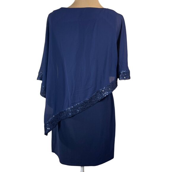 VTG Chaps Shift Dress Party Cocktail Navy Blue Sequined Size 10 - Picture 3 of 10